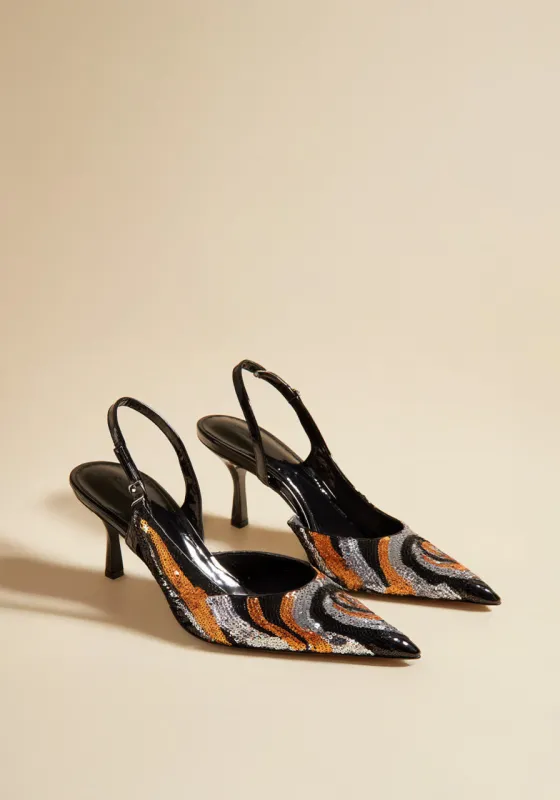 Sierra Sequin Slingback Pumps – Black sold by JW PEI