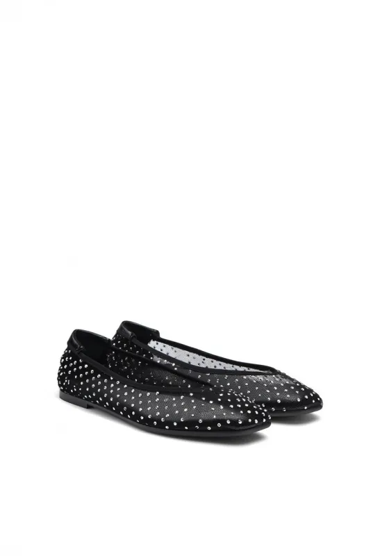 Olivia Crystal Flats – Black sold by JW PEI