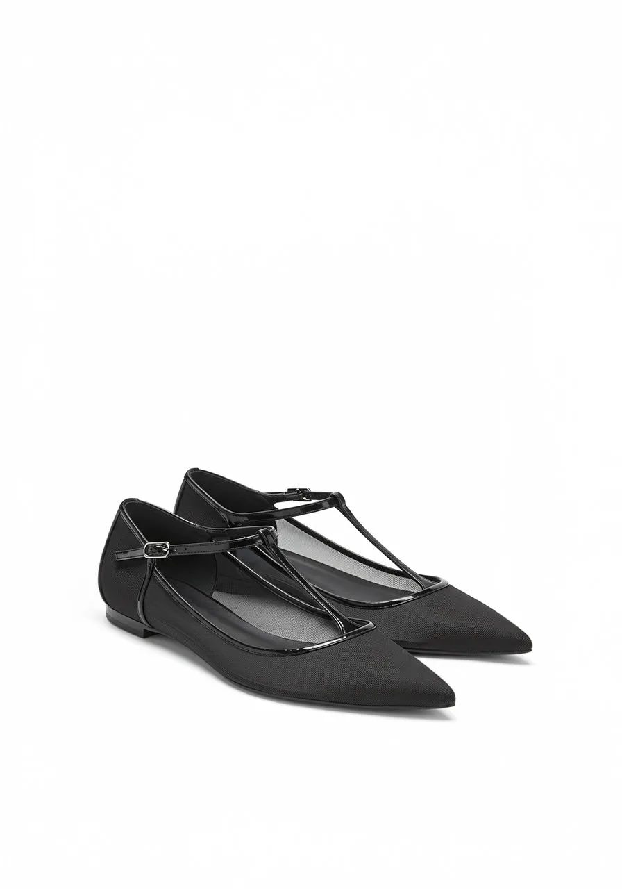 Lila Pointed Mesh Mary Janes – Black sold by JW PEI