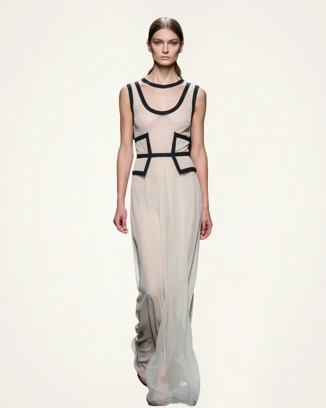 Sheer Panel Maxi Dress – Neutral sold by JW PEI