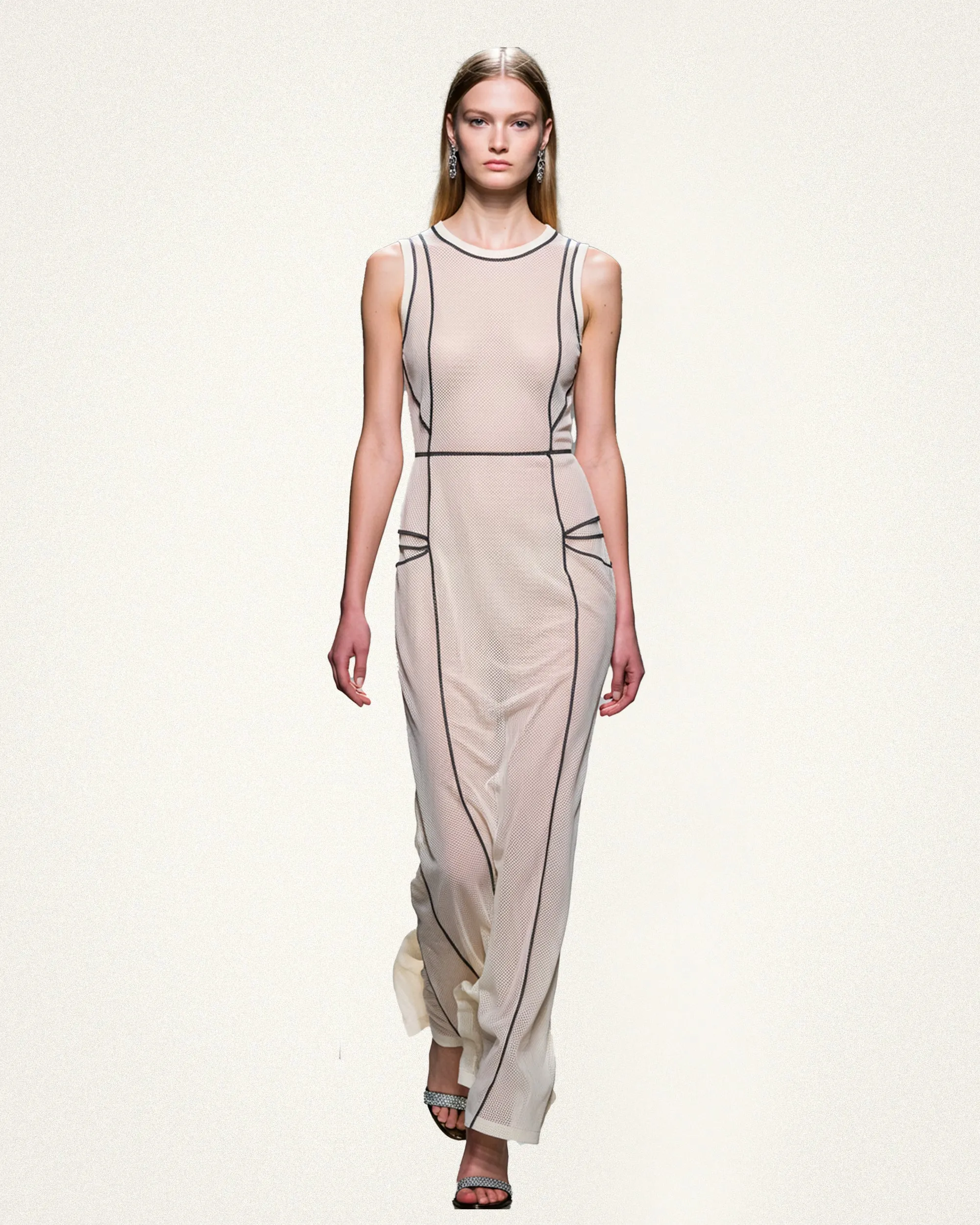 Sheer Panel Maxi Dress – Neutral sold by JW PEI