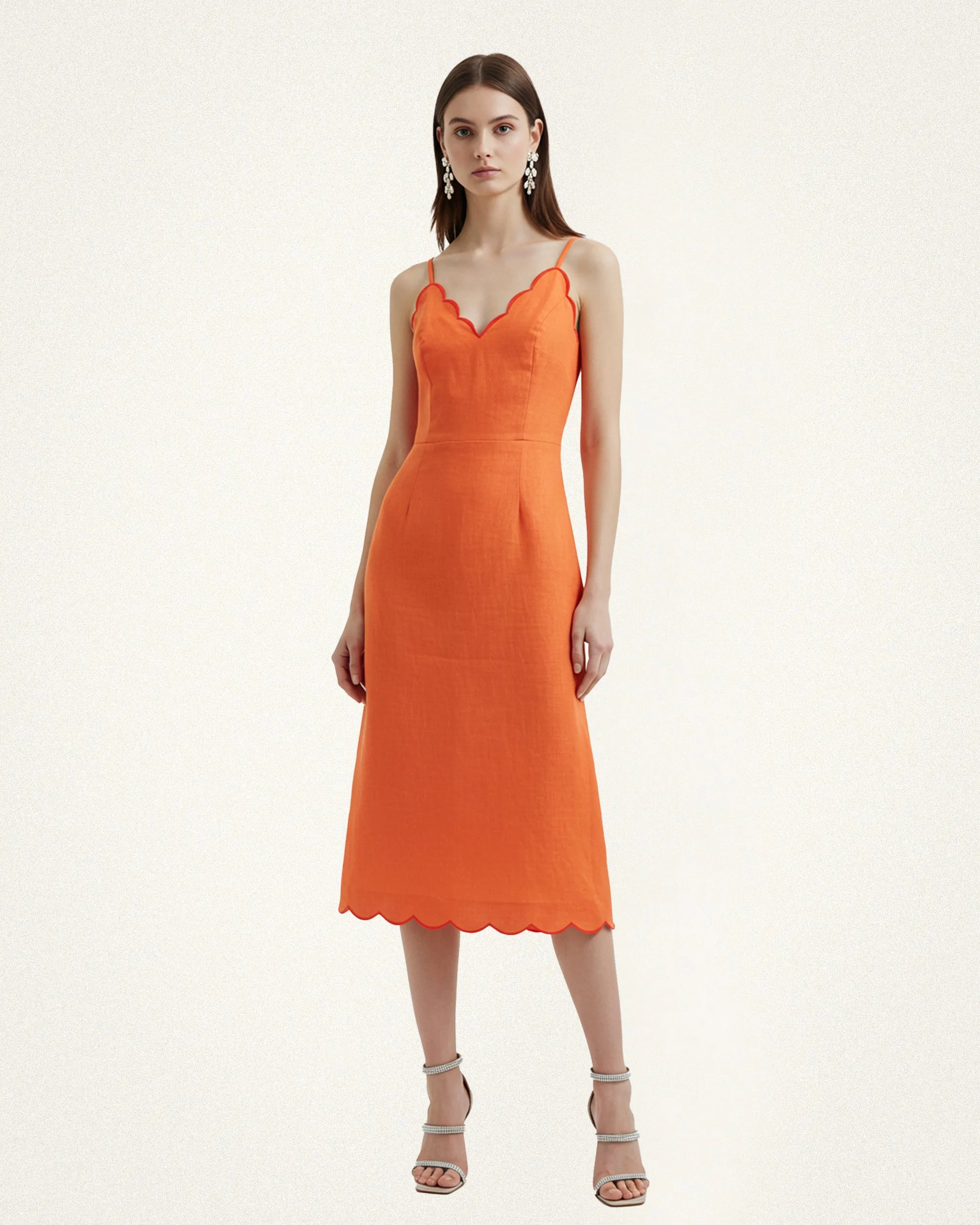 Scalloped Trim Slip Dress – Orange sold by JW PEI