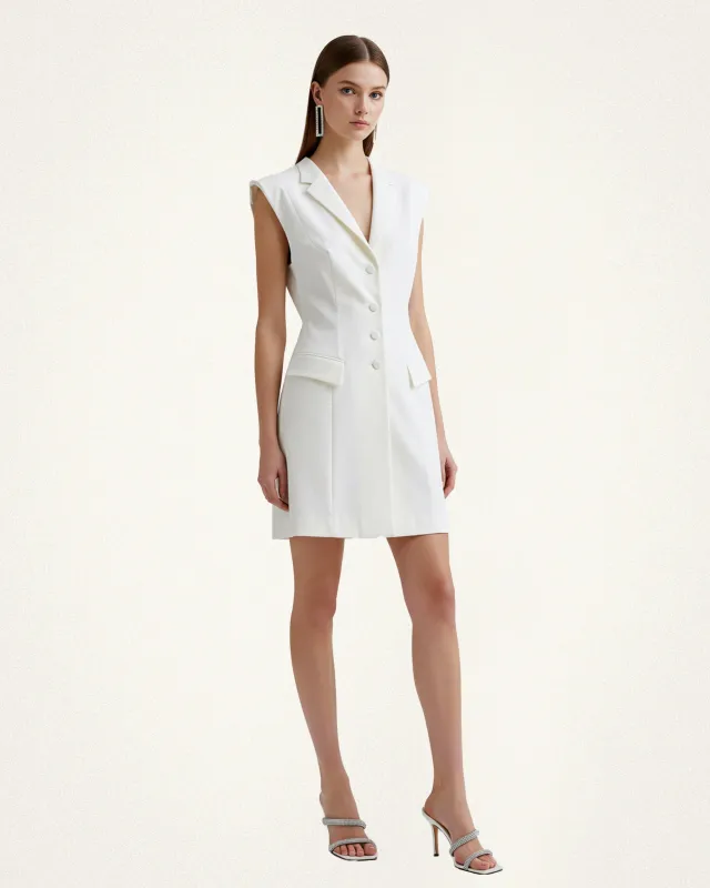 Sleeveless Tailored Mini Dress – White sold by JW PEI