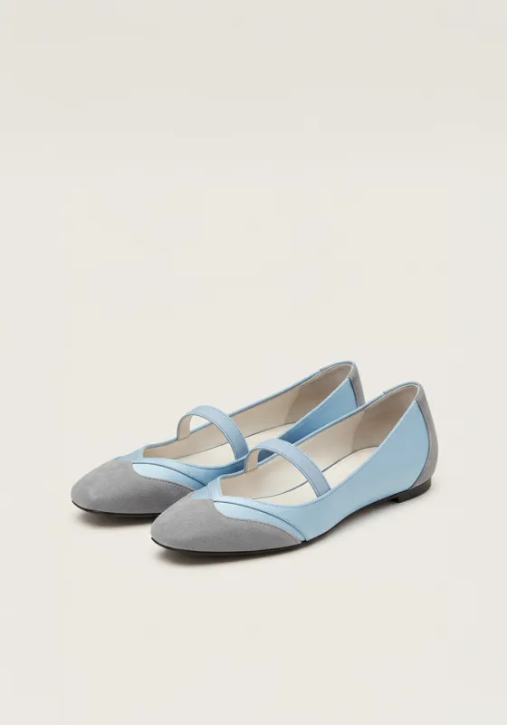 Ava Two-Tone Ballet Flats – Blue sold by JW PEI
