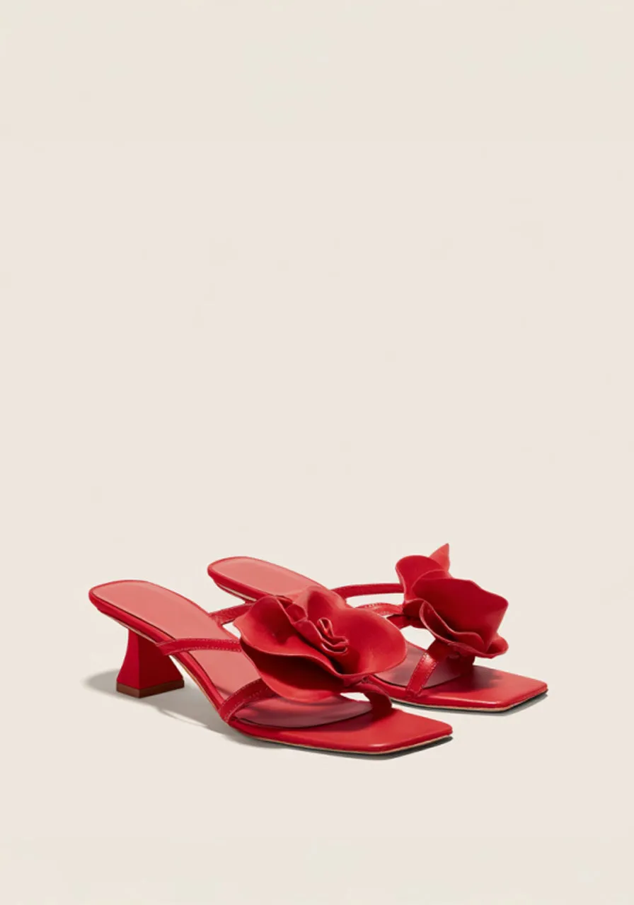 Monica Flower Heel Sandals – Red sold by JW PEI