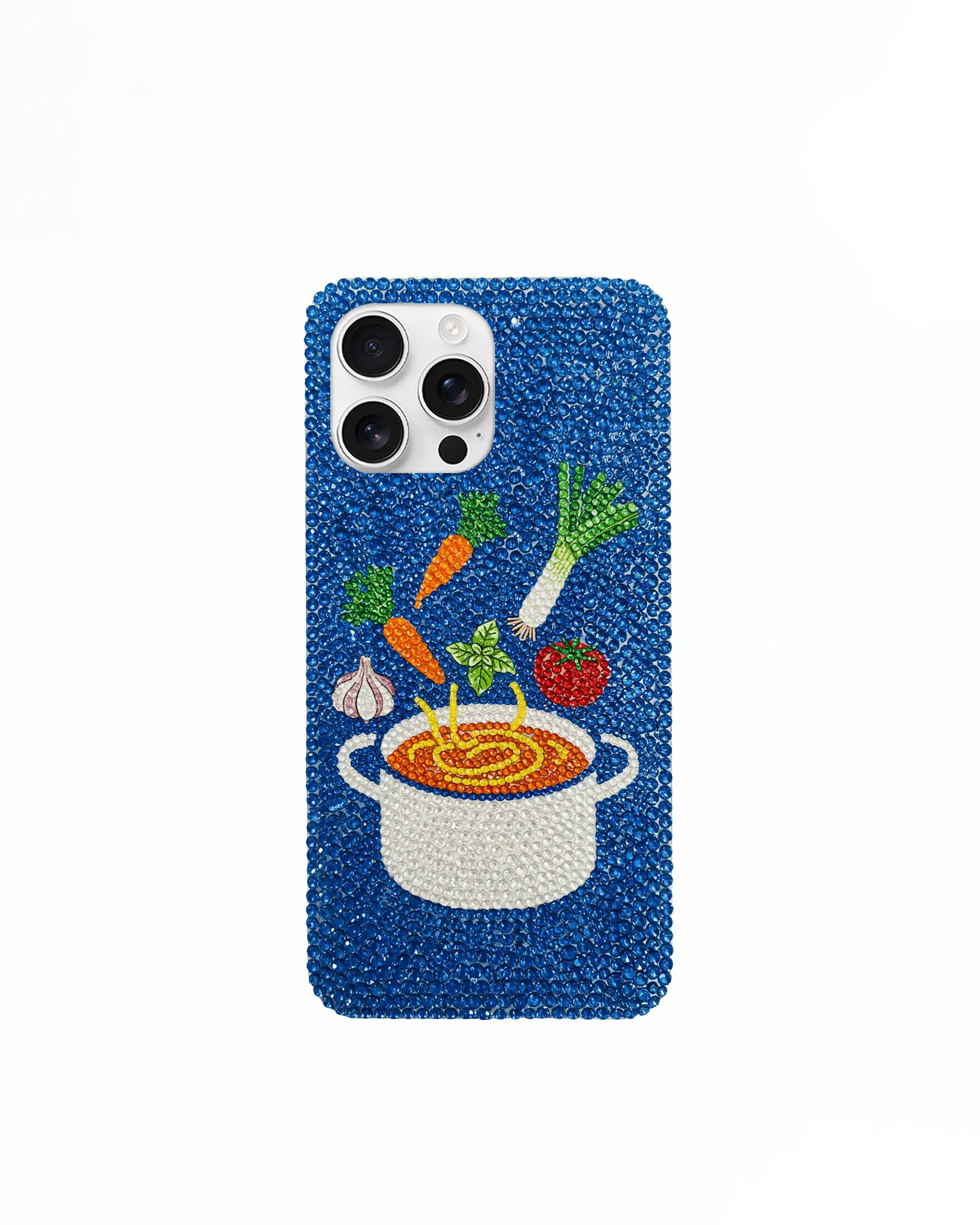 Soup Pot Artificial Crystal Phone Case – Blue sold by JW PEI