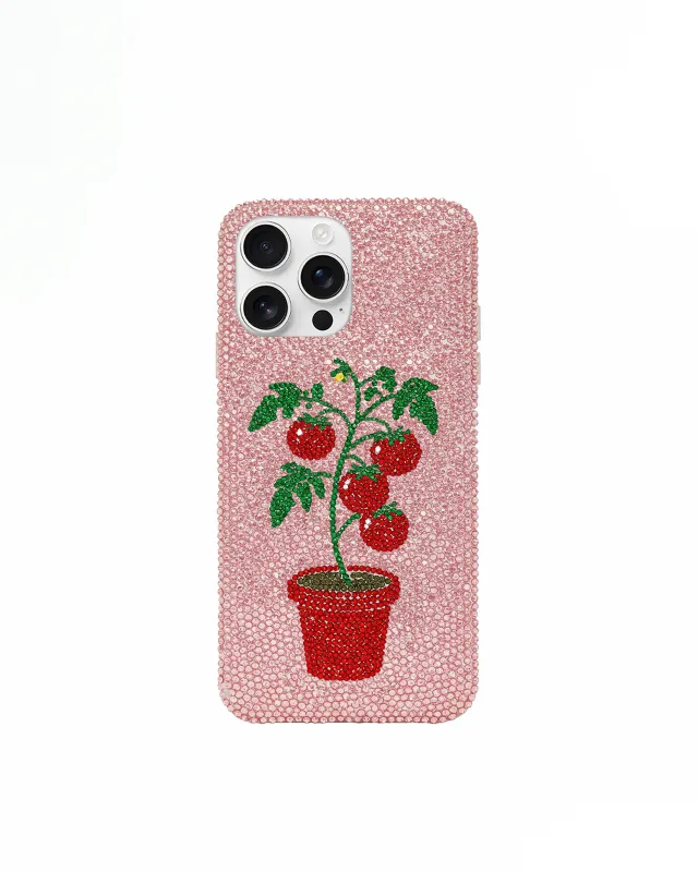 Tomato Pot Artificial Crystal Phone Case – Pink sold by JW PEI