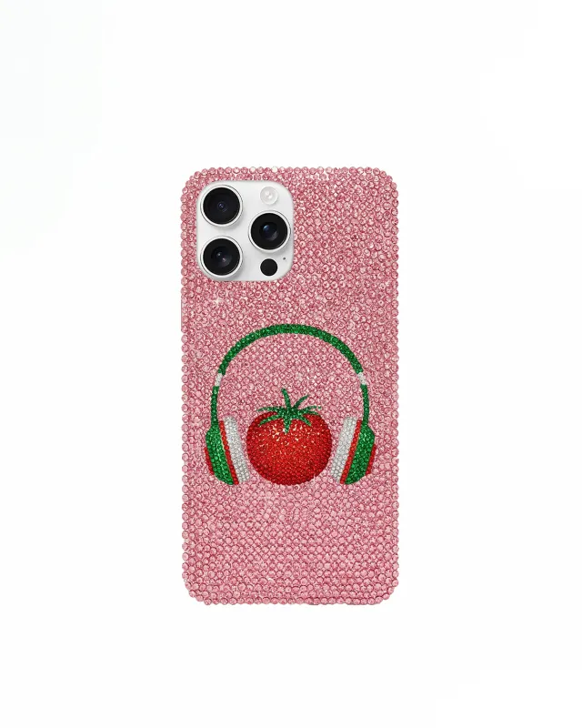 Tomato Headphones Artificial Crystal Phone Case – Pink sold by JW PEI