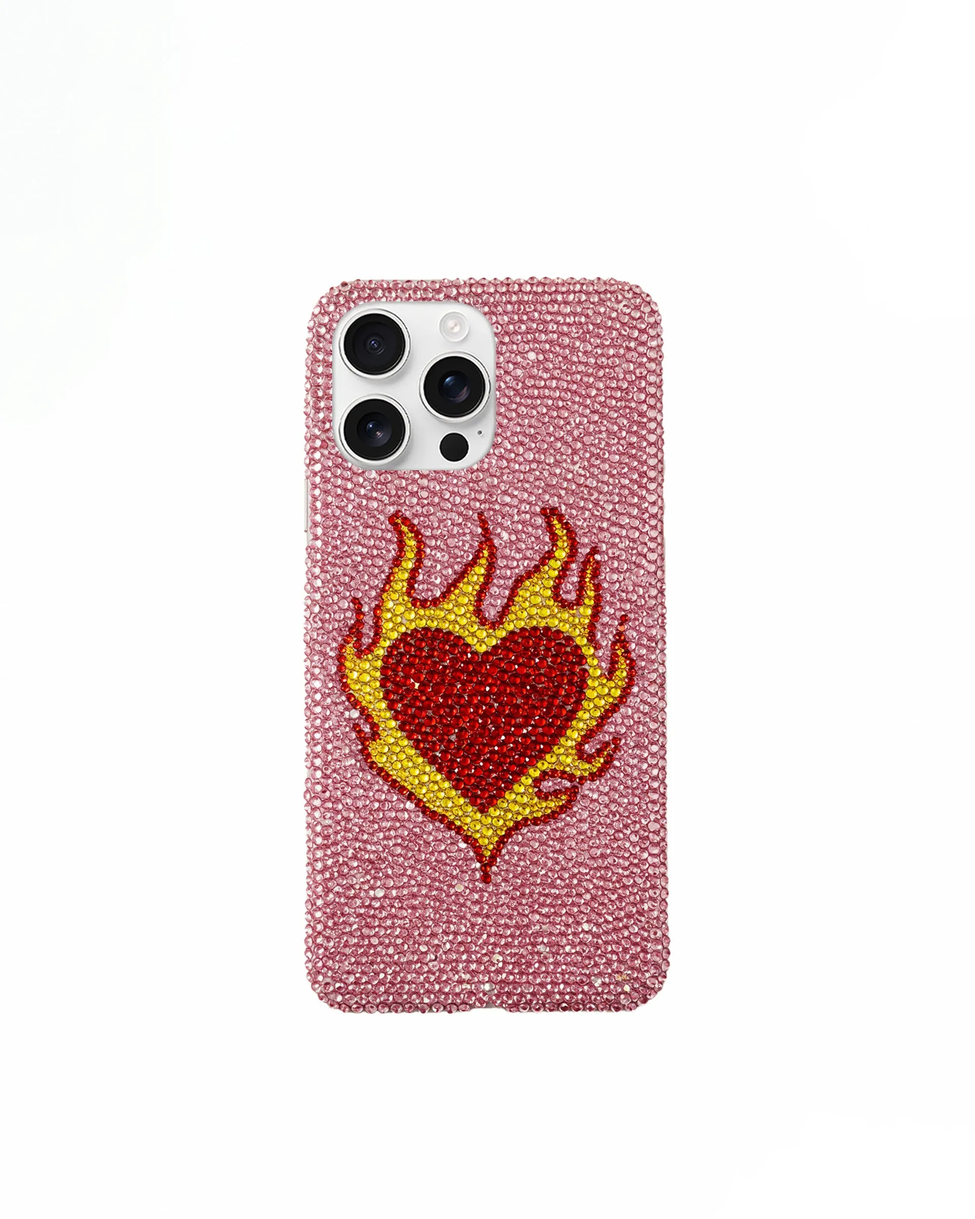 Flaming Heart Artificial Crystal Phone Case – Pink sold by JW PEI