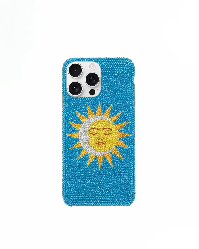 Sun And Moon Artificial Crystal Phone Case – Blue sold by JW PEI