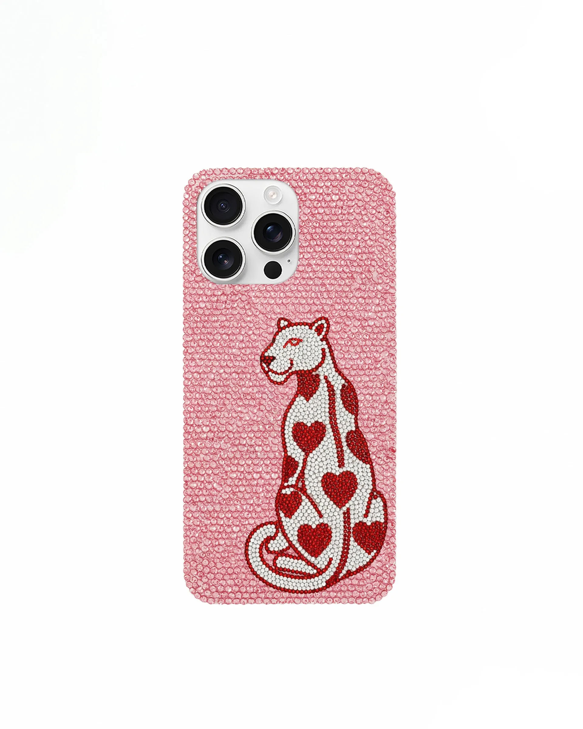 Heart Panther Artificial Crystal Phone Case – Pink sold by JW PEI
