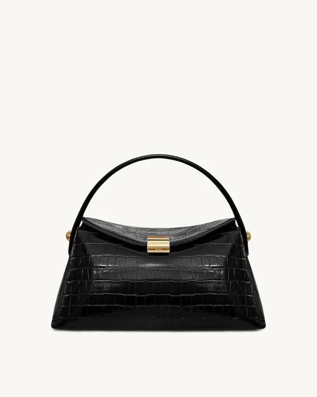 Talia Top Handle Bag - Black Croc sold by JW PEI