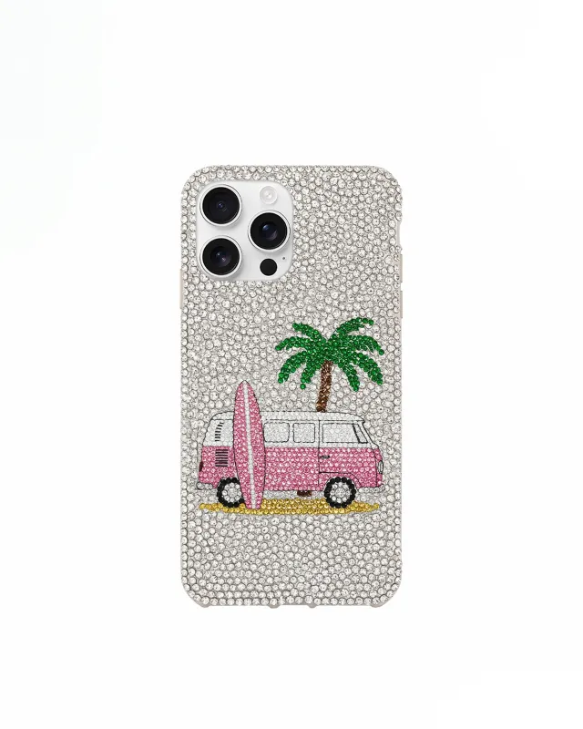 Artificial Crystal Surf Van Phone Case – White sold by JW PEI