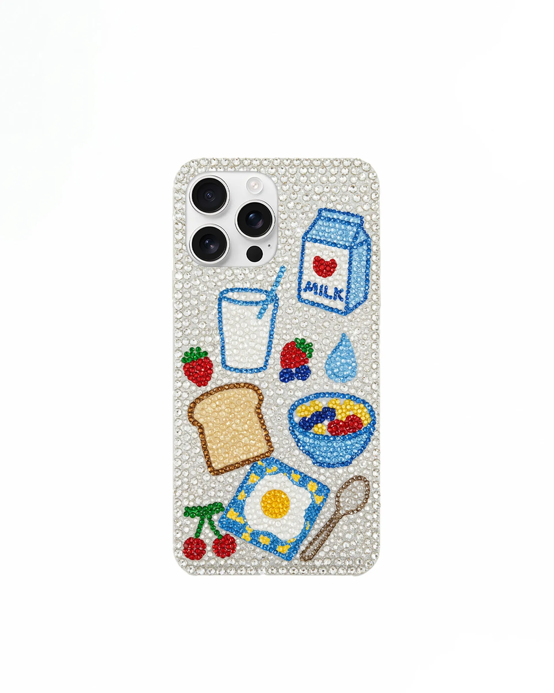 Breakfast Artificial Crystal Phone Case – White sold by JW PEI
