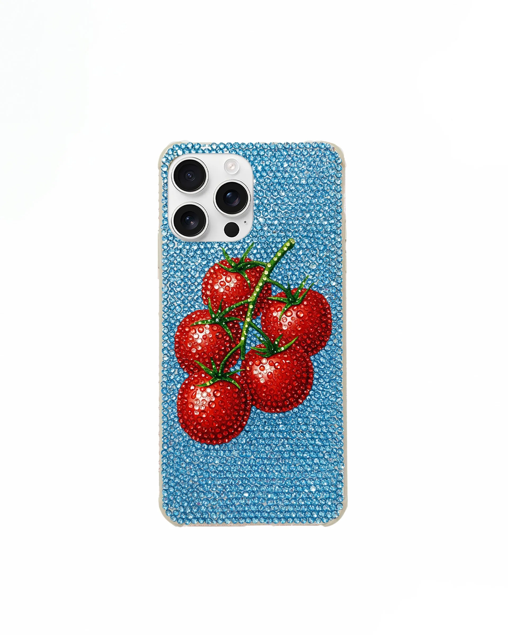 Tomato Cluster Artificial Crystal Phone Case – Blue sold by JW PEI