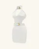 Gabriella Belted Cutout Halter Mini Dress - Ivory sold by JW PEI