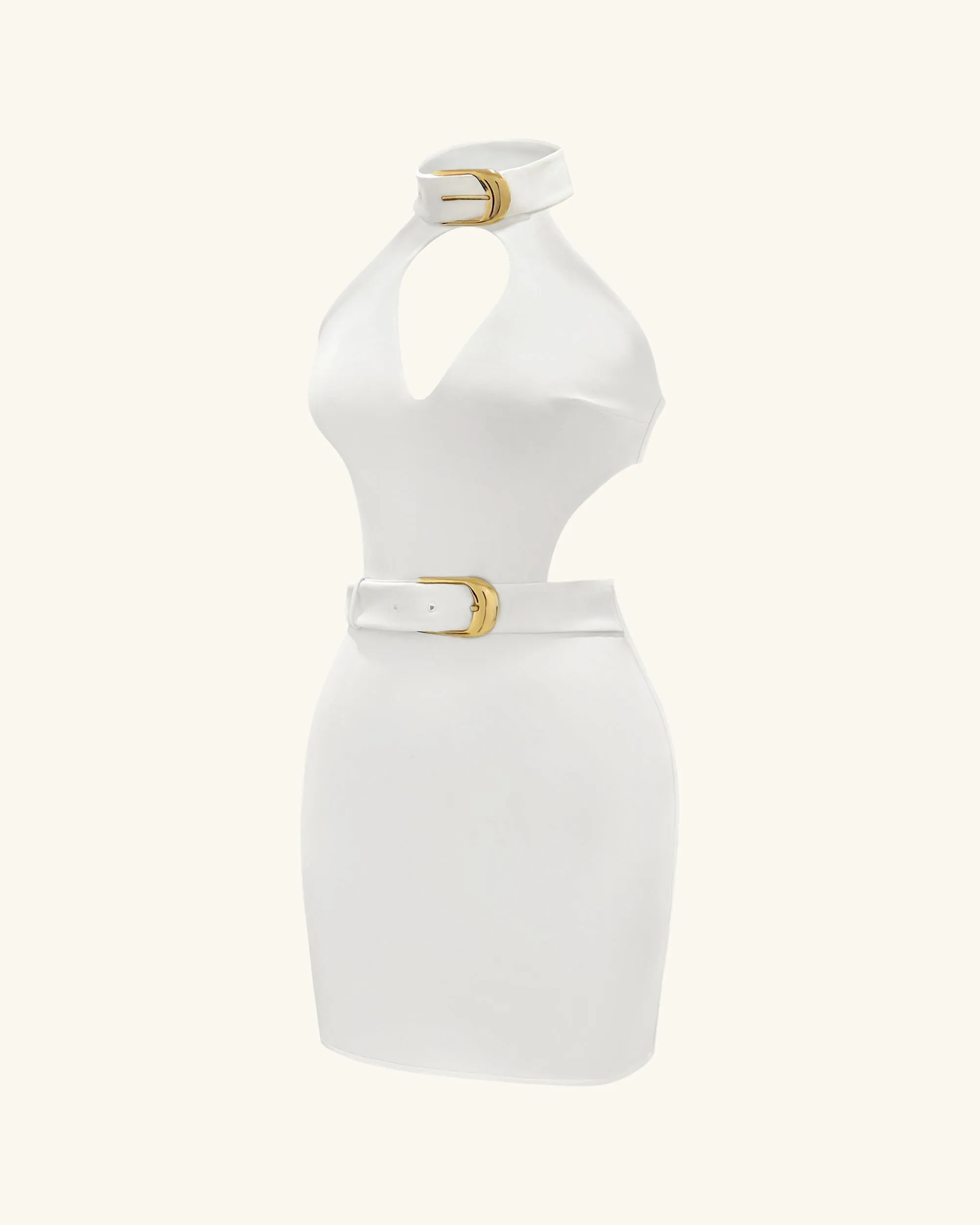 Gabriella Belted Cutout Halter Mini Dress - Ivory sold by JW PEI product image thumbnail 3
