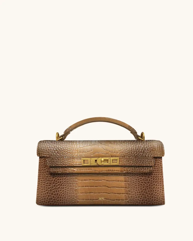 Noor Top Handle Bag - Brown Croc sold by JW PEI