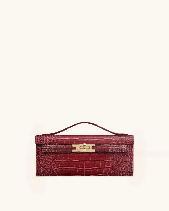 Bria Structured Top Handle Bag - Burgundy Croc sold by JW PEI