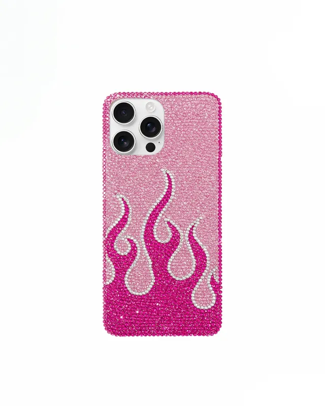 Pink Flame Artificial Crystal Phone Case – Pink sold by JW PEI