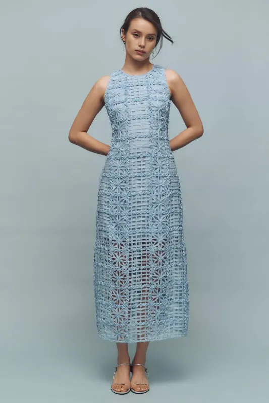 Geometric Floral Lace Dress – Blue sold by JW PEI