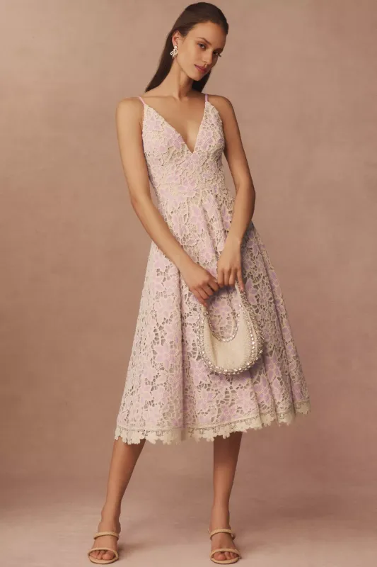 Floral Lace Midi Dress – Pink sold by JW PEI