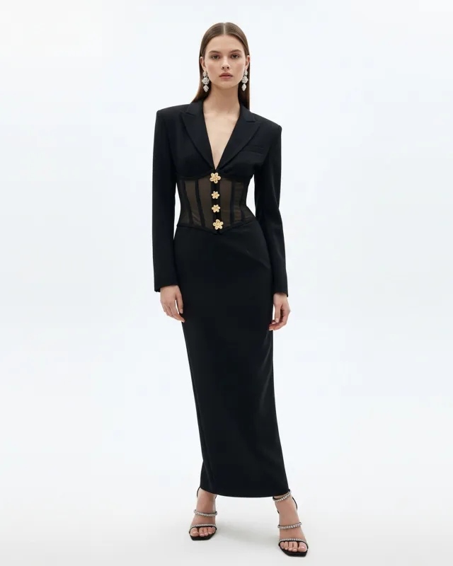 Structured Corset Blazer Dress – Black sold by JW PEI