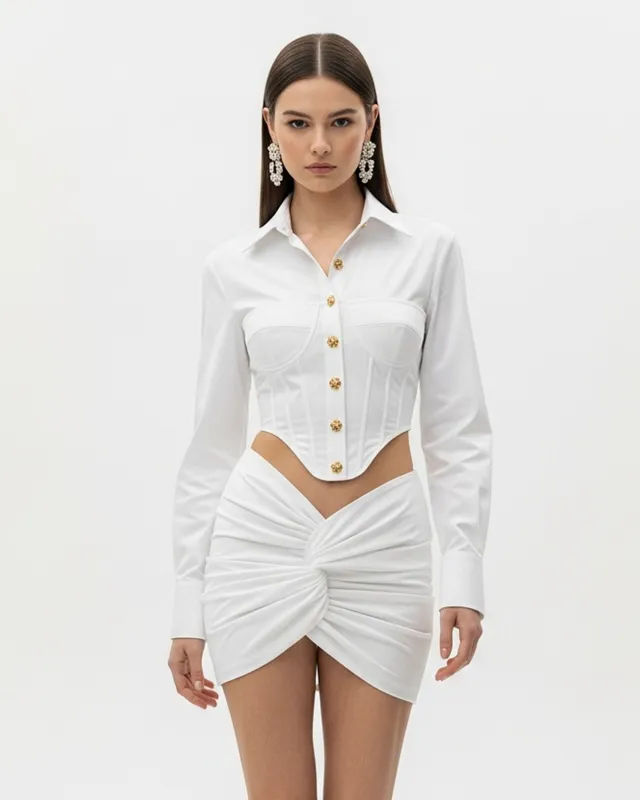 Corset Button Shirt – White sold by JW PEI