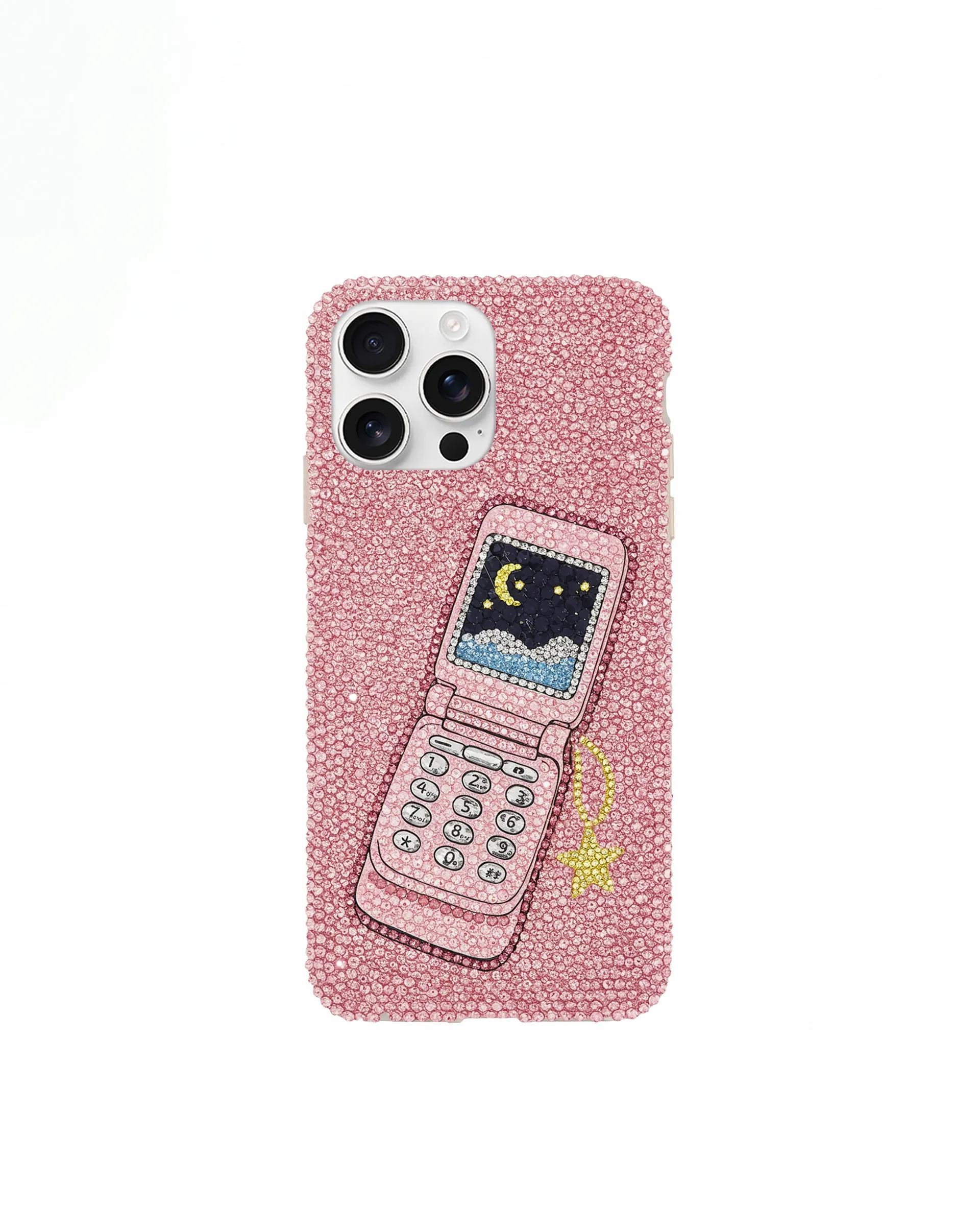 Flip Phone Artificial Crystal Phone Case – Pink sold by JW PEI