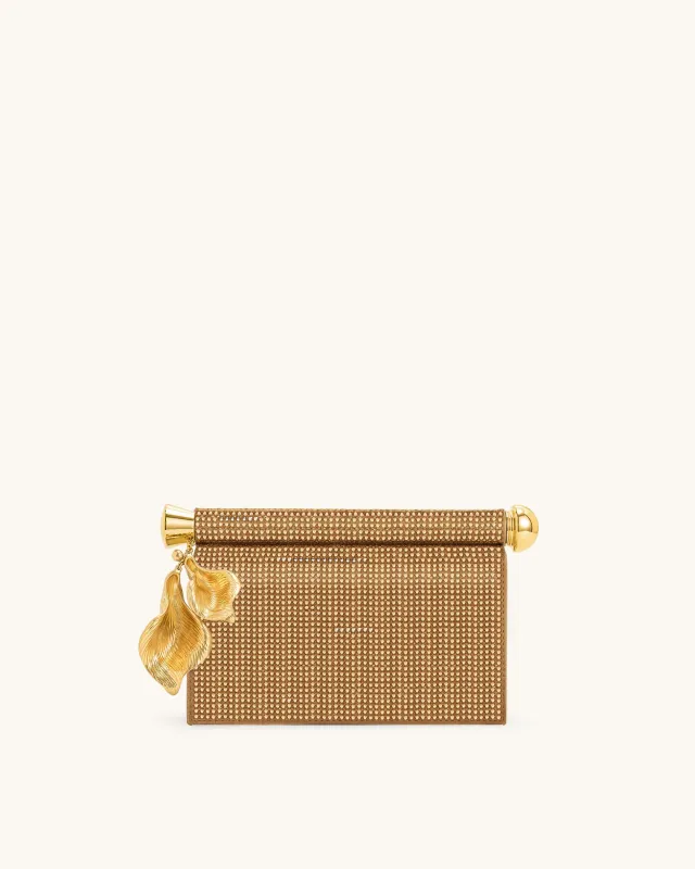 Holly Artificial Crystal Metal Pendant Embellished Clutch - Champagne sold by JW PEI
