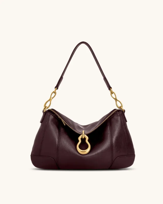 Jayla Metal Pendant Embellished Shoulder Bag - Deep Burgundy sold by JW PEI