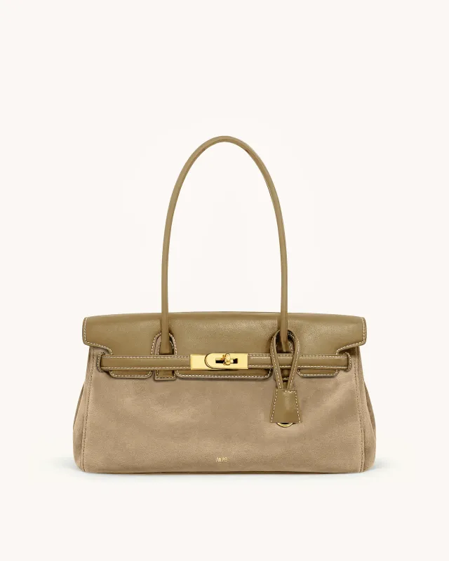 Yara Faux Suede Shoulder Bag - Apricot sold by JW PEI