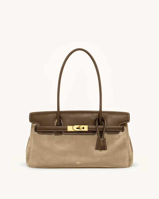 Yara Faux Suede Shoulder Bag - Dark Brown sold by JW PEI