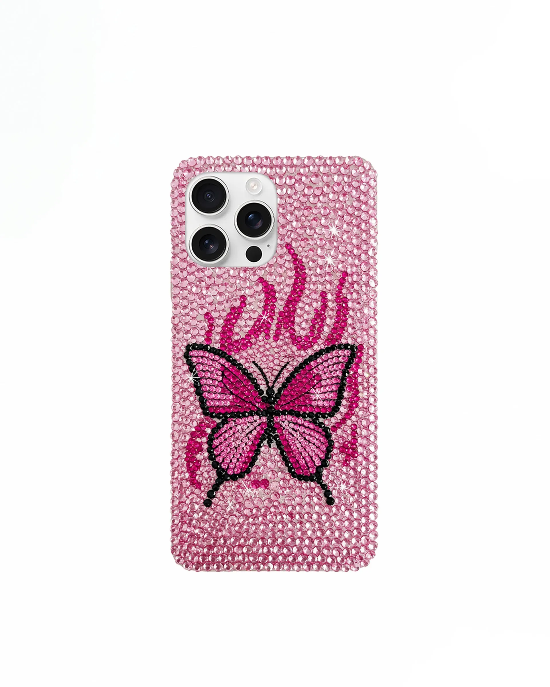Butterfly Artificial Crystal Phone Case – Pink sold by JW PEI