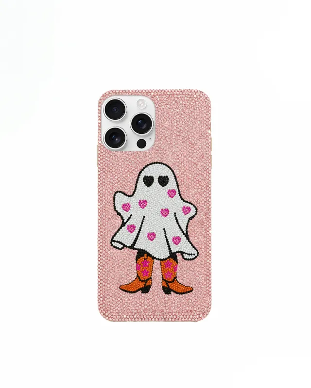 Ghost Cowboy Artificial Crystal Phone Case – Pink sold by JW PEI