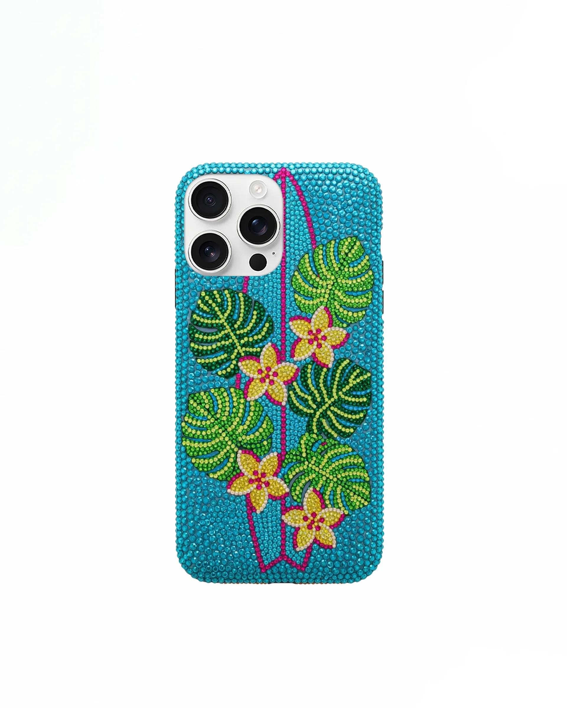 Tropical Surfboard Artificial Crystal Phone Case – Blue sold by JW PEI