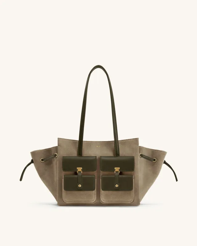 Linda Faux Suede Tote Bag - Green sold by JW PEI