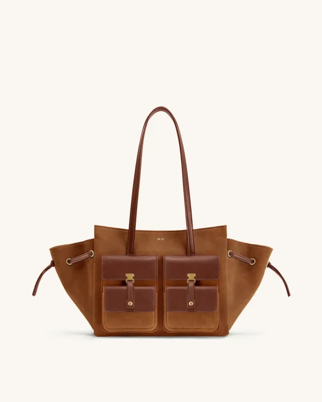 Linda Faux Suede Tote Bag - Brown sold by JW PEI