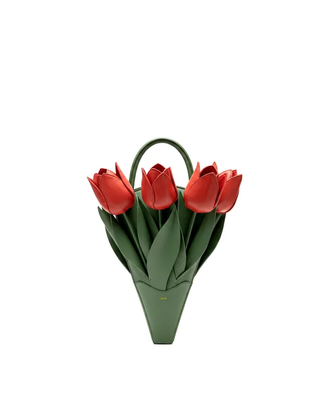 Tulip Bouquet Shaped Bag - Green/Red sold by JW PEI