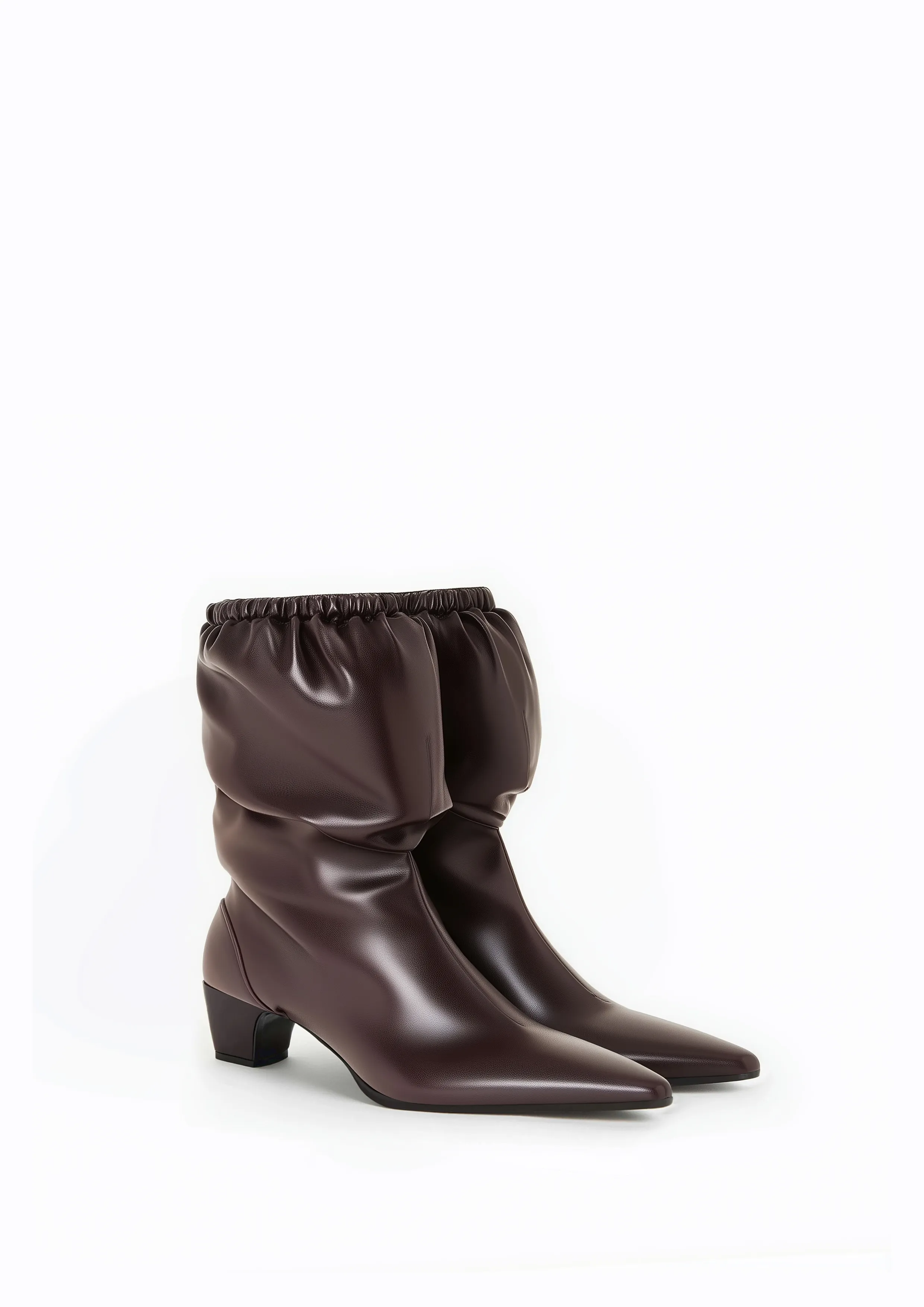 Emily Pleated Ankle Boots - Brown sold by JW PEI