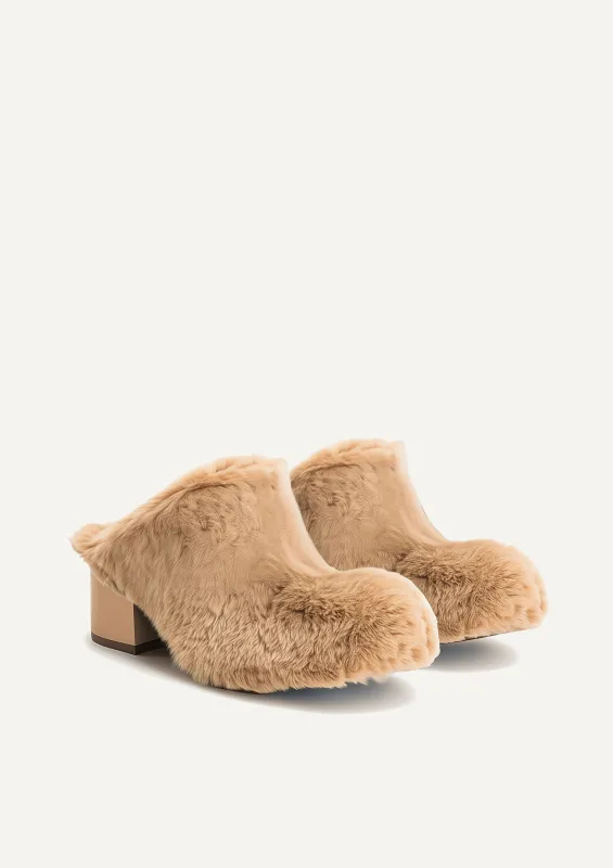 Isabella Slouchy Faux Fur Mules - Brown sold by JW PEI