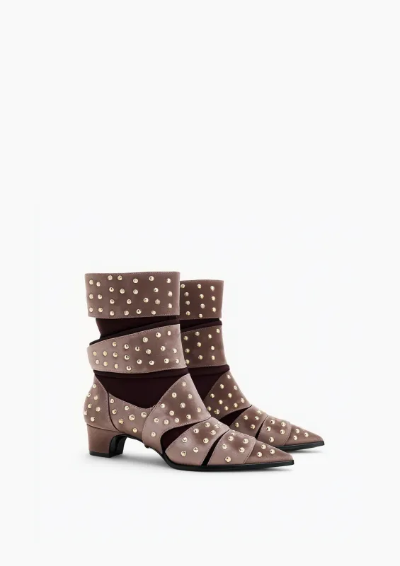 Emily Rivet decoration Strap Ankle Boots - Brown sold by JW PEI