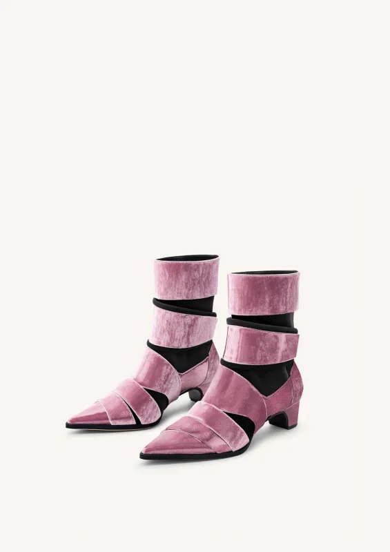 Emily Faux Fur Strap Ankle Boots - Pink sold by JW PEI