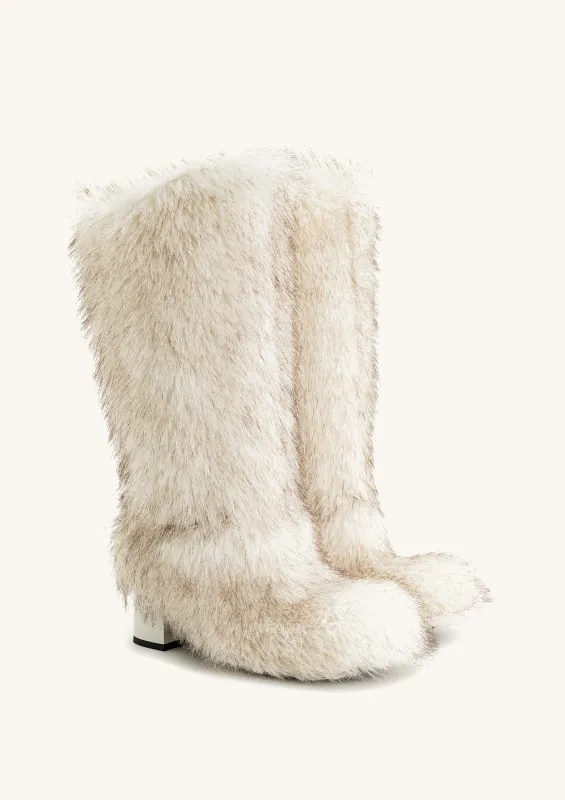 Isabella Slouchy Faux Fur Boots - White sold by JW PEI