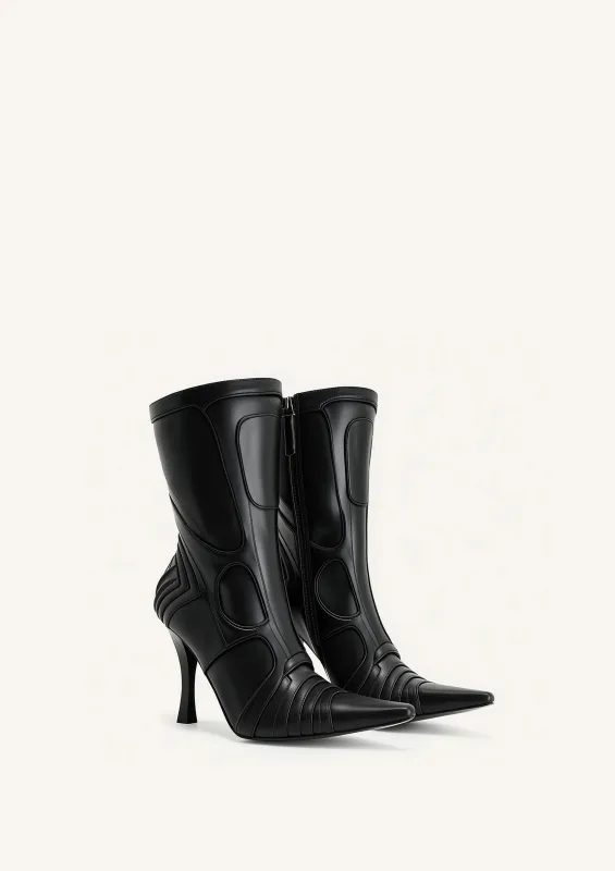 Odette Futuristic Heeled Bike Ankle Boots - Black sold by JW PEI