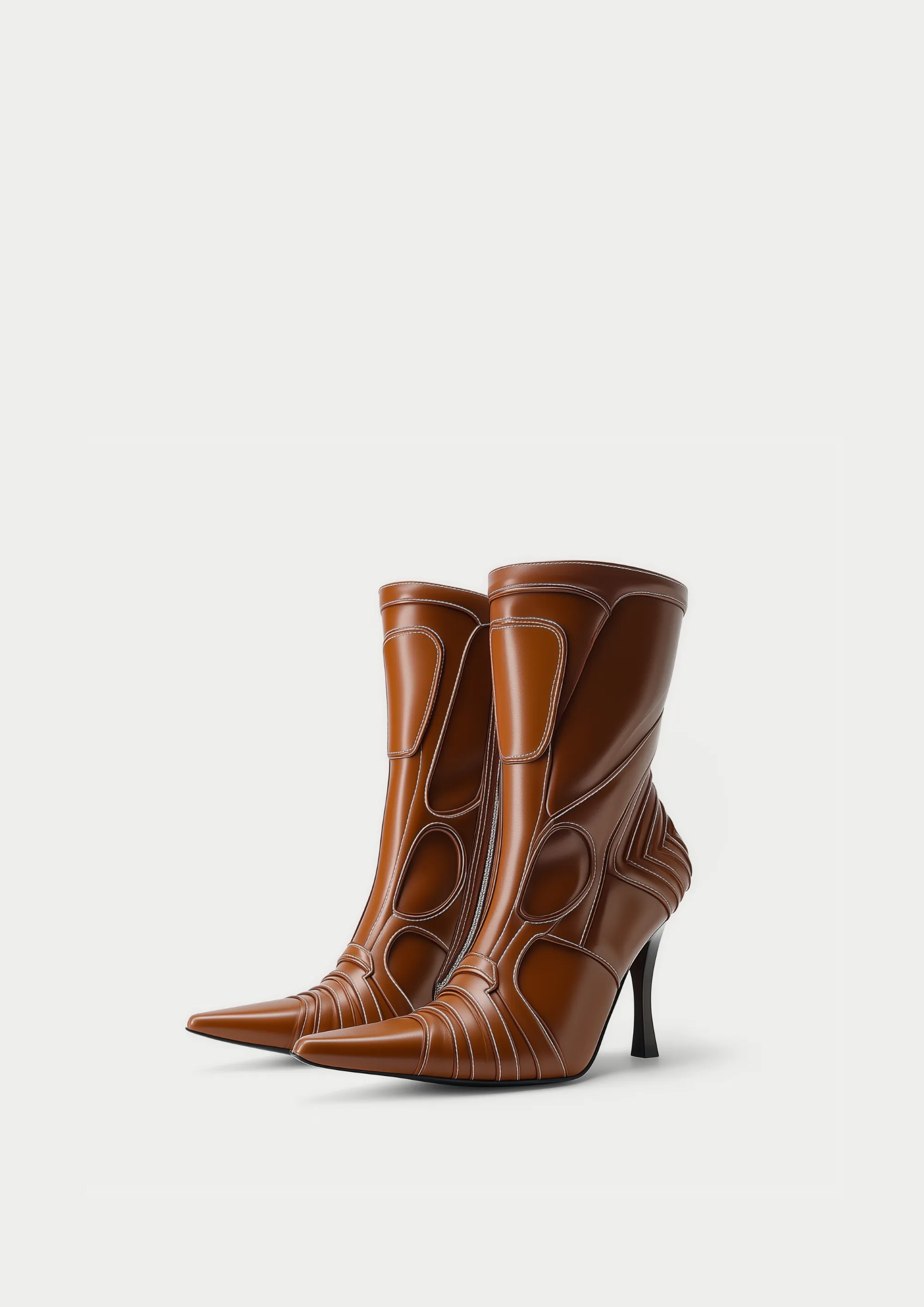 Odette Futuristic Heeled Bike Ankle Boots - Brown sold by JW PEI