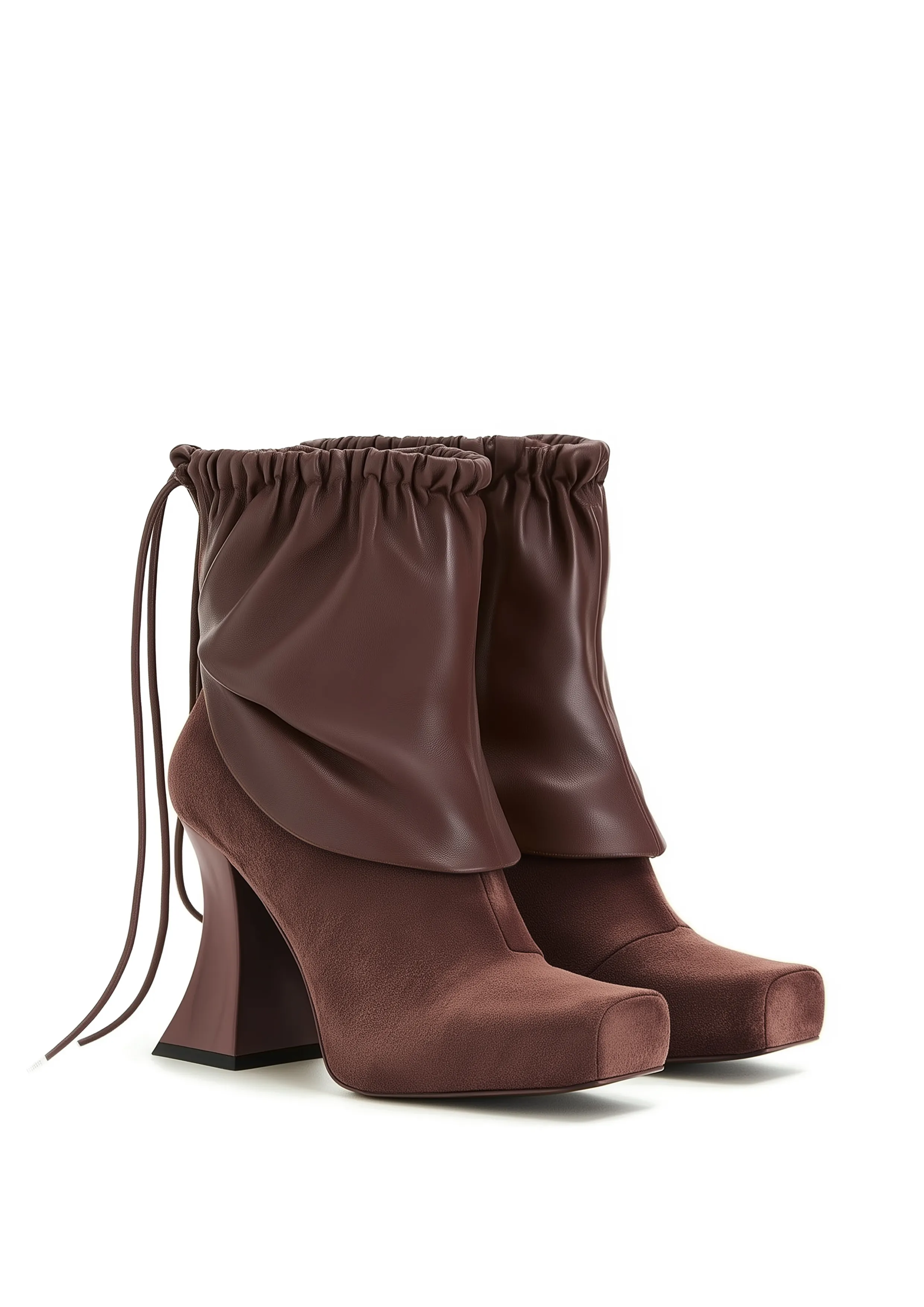 Reyna Square Toe Platform Stitched Ankle Boots - Burgundy sold by JW PEI