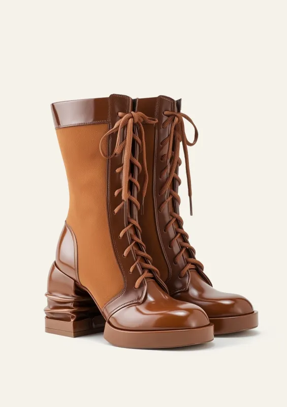 Saylor Round Toe Platform Laced Boots - Brown sold by JW PEI
