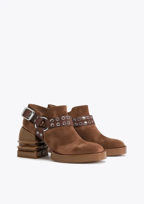 Saylor Round Toe Platform Buckle Ankle Boots - Brown sold by JW PEI