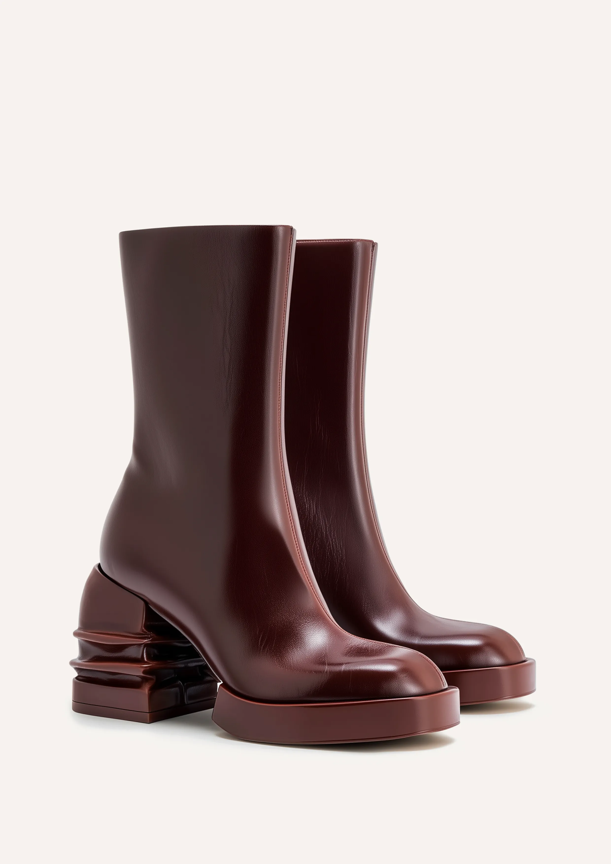 Saylor Round Toe Platform Ankle Boots - Burgundy sold by JW PEI